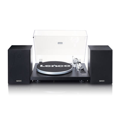 LENCO LS-500BK - Record player with built-in amplifier and Bluetooth® plus 2 external speakers - Black