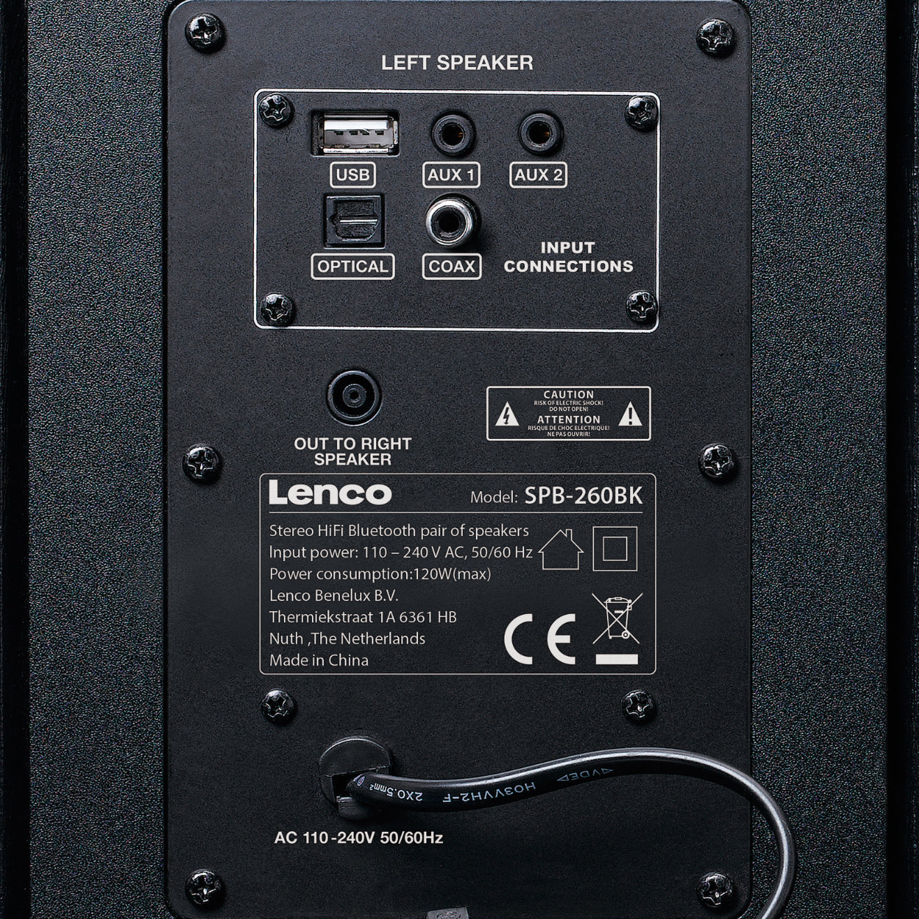 LENCO SPB-260BK - Bluetooth® Hifi Stereo speaker DUO set - Black