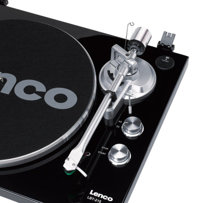 LENCO LBT-215BK - Record player with Bluetooth® and a metal platter, tonearm, and counterweight - Exclusive Piano Black finish