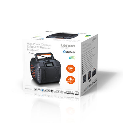 LENCO ODR-160GY - Krachtige draagbare outdoor DAB+/FM radio met Bluetooth® - IPX5 waterbestendig - Grijs