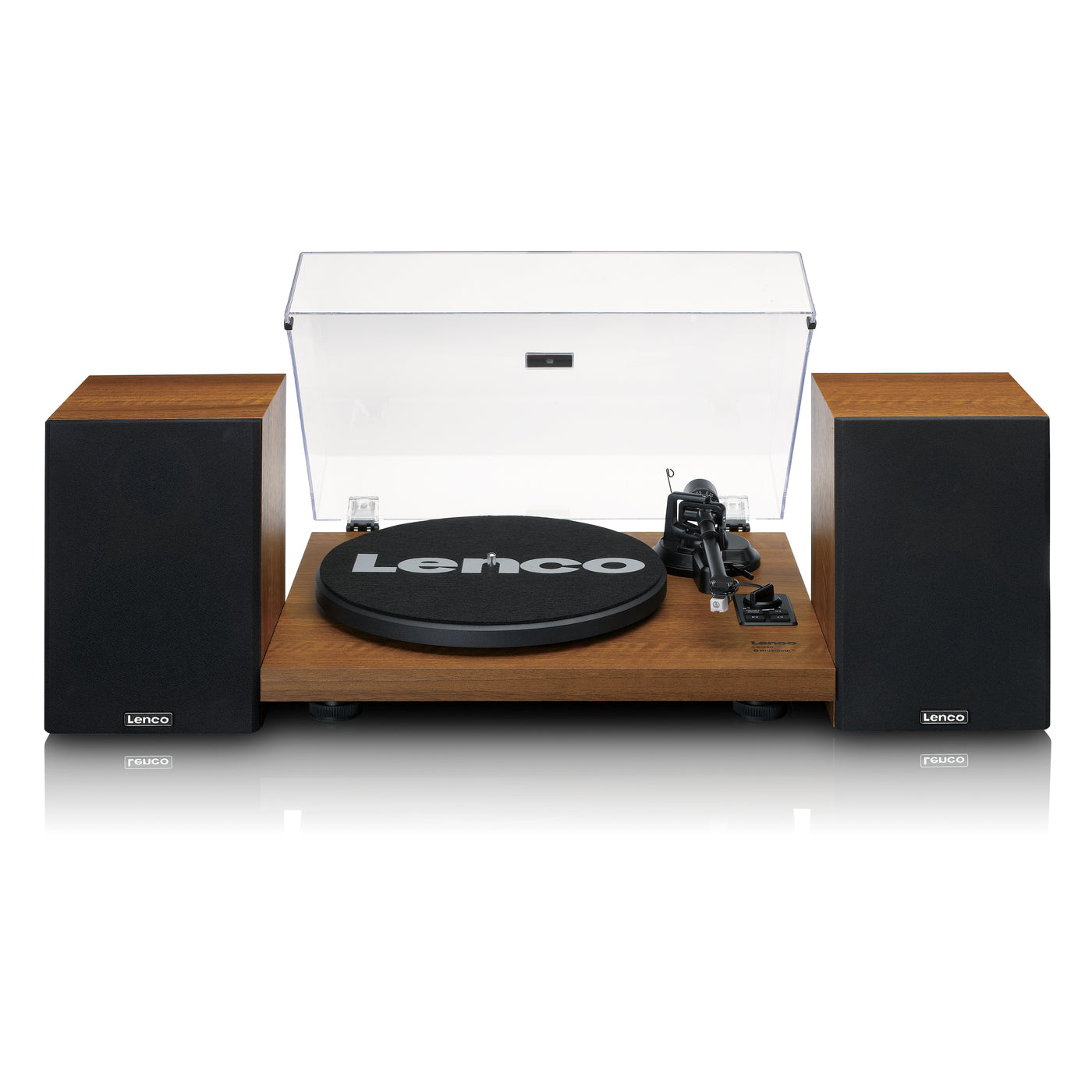 LENCO LS-480WD - Record player with built-in amplifier and Bluetooth® plus 2 external speakers - Wood