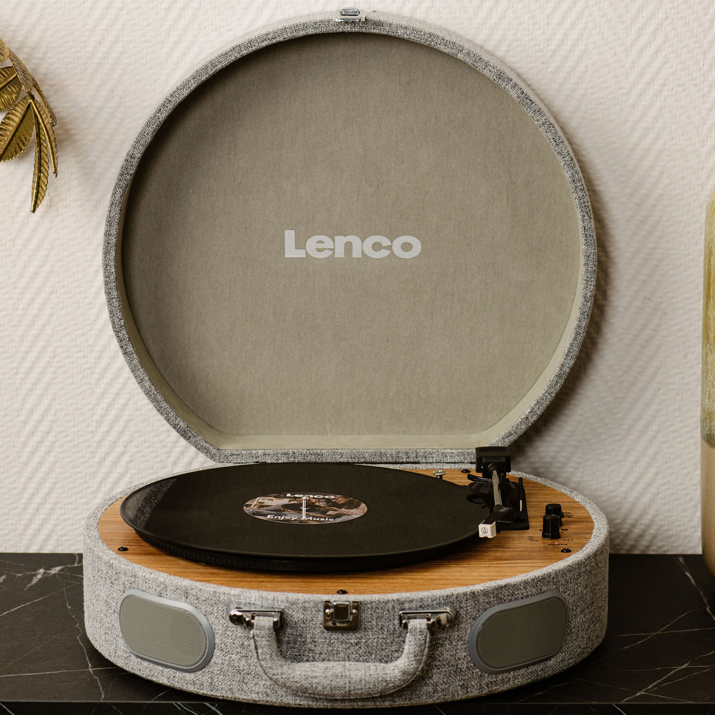 LENCO LS-66GY - Wooden retro record player with built-in speakers, Bluetooth® and AT3600L cartridge - Grey