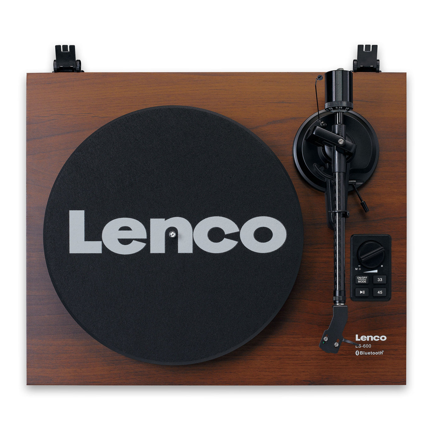 LENCO LS-600WA - Platenspeler met ingebouwde versterker en Bluetooth® plus 2 externe speakers - Walnoot