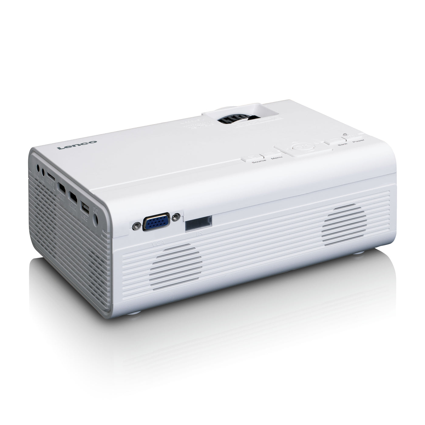 LENCO LPJ-280WH - LCD Projector with high resolution, supports Full HD 1080P content - White