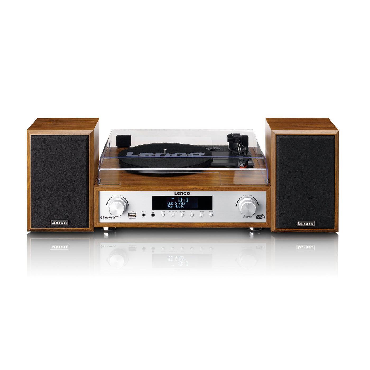 LENCO MC-160WD - HiFi Stereo system with Record Player, DAB+/FM radio, and Bluetooth® - Wood