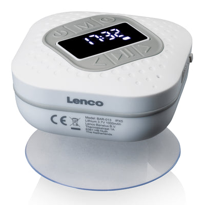 Lenco BAR-013WH - Waterproof bad en keuken FM radio met Bluetooth en timer - Wit