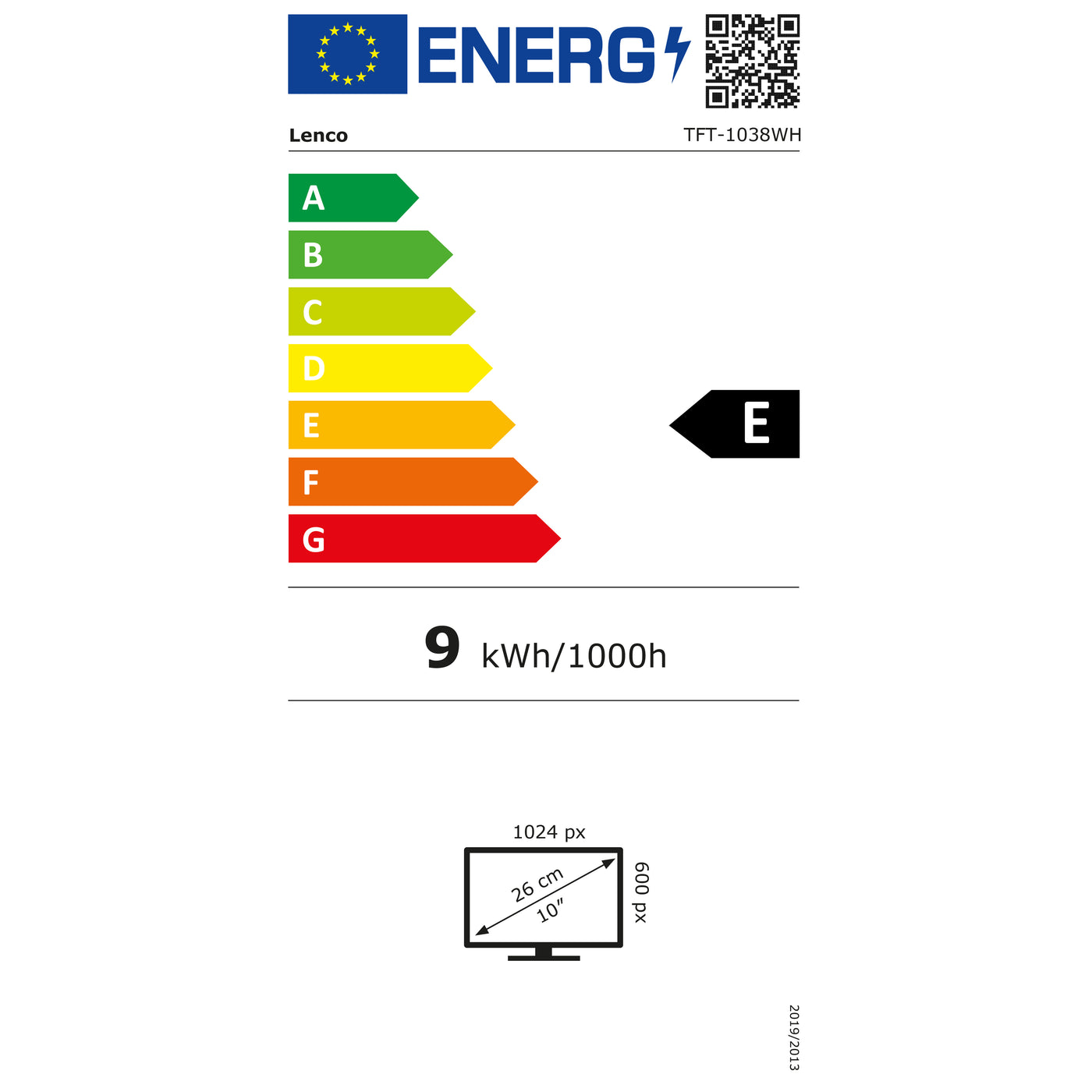 LENCO TFT-1038WH - 10" LED TV with DVB-T2, AUX IN - White