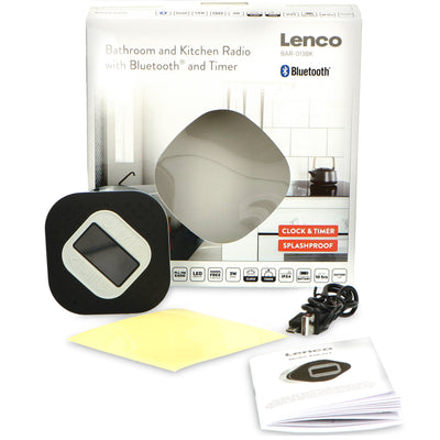 Lenco BAR-013BK - Waterproof bad en keuken FM radio met Bluetooth en timer - Wit